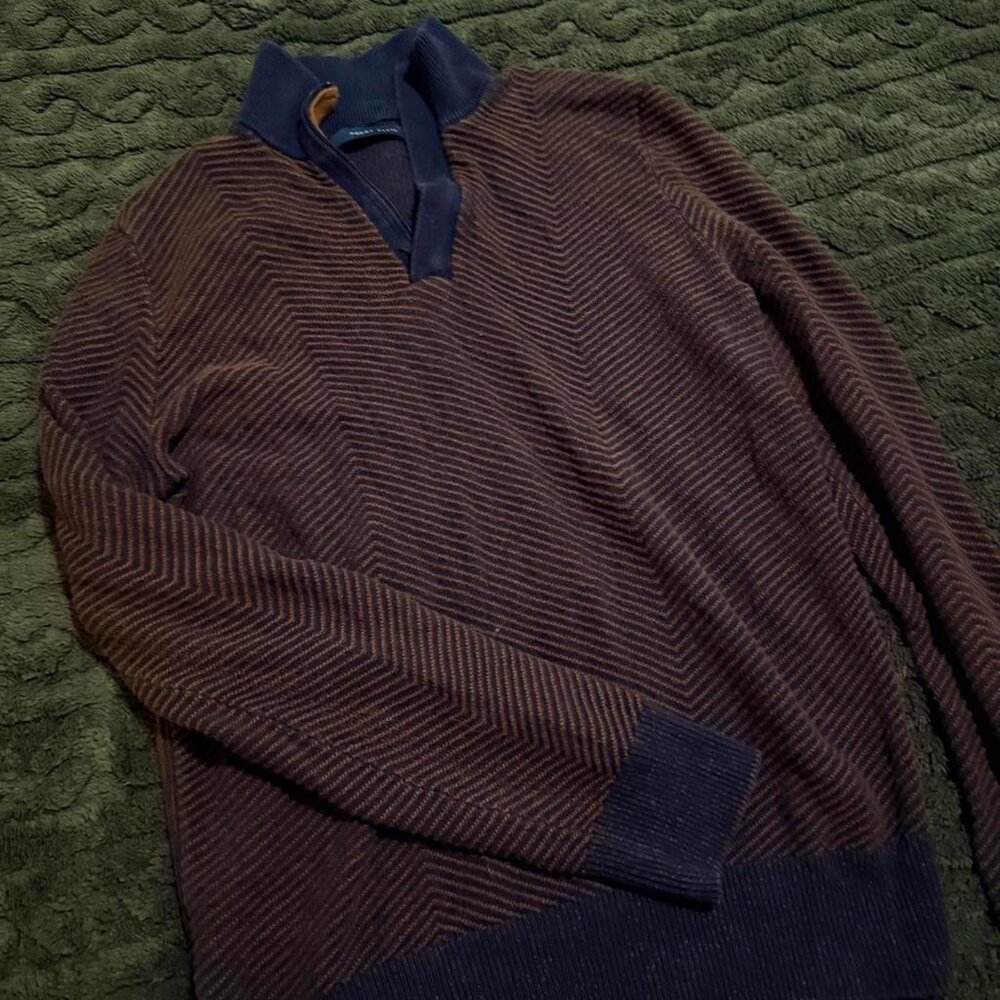 Men's Perry Ellis Striped Quarter Zip Size Small Excellent Condition